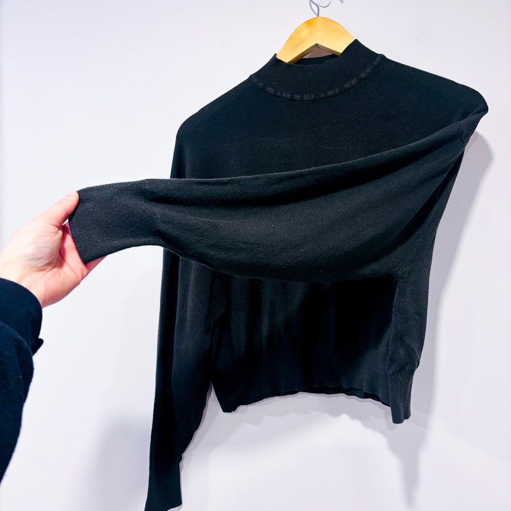 SIMONS‎ Dark khaki cropped mock neck sweater | Minimalist cozy | Small - Picture 6 of 8